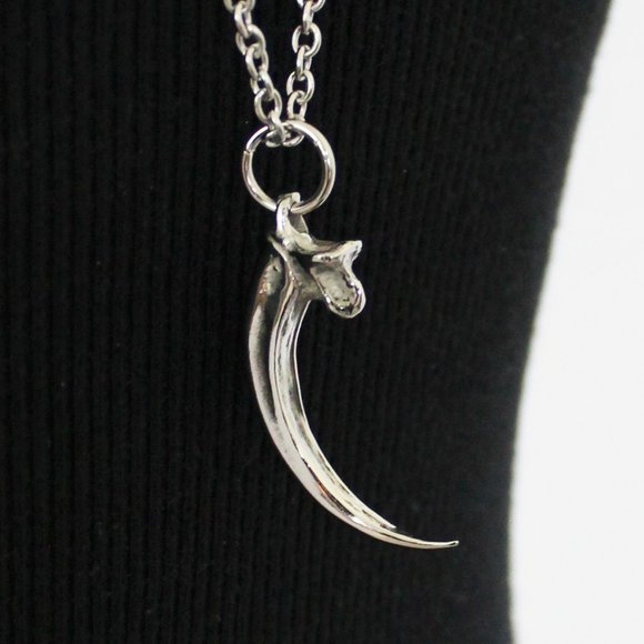 NEW Moon Raven Eagle Talon Claw Solid Stainless Steel Pendant Necklace 32" - Picture 8 of 11